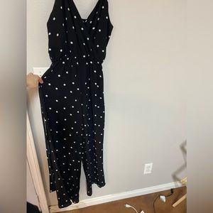 Black and white polka dot jumpsuit. Size large